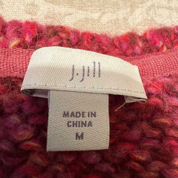 J. Jill sweater pink multicolored heathering chevron wool blend pullover Sz M - Picture 7 of 8